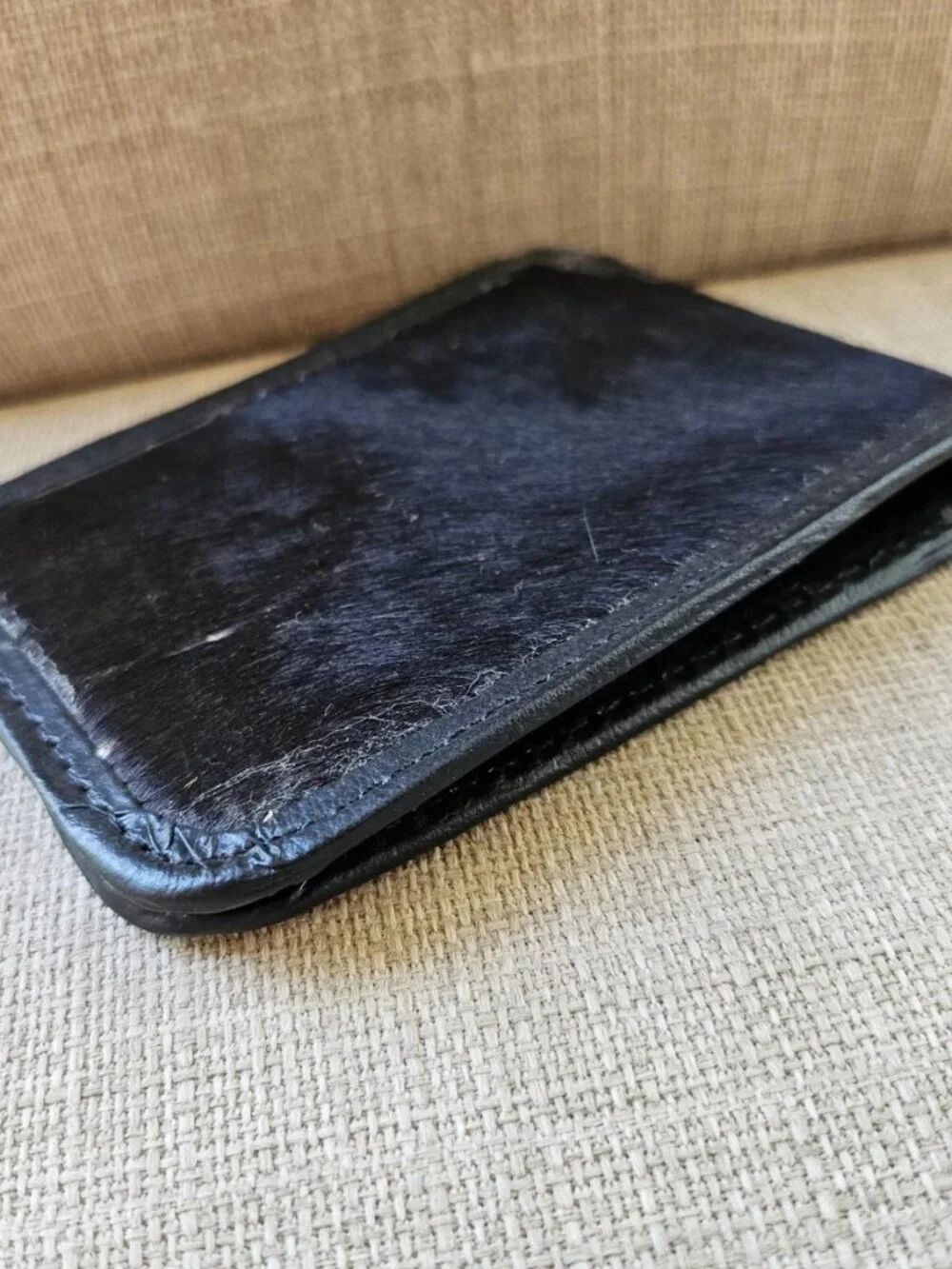 Handmade Wallet Billfold Black/White Real Hair Fur Cowhide Cardholder Purse New
